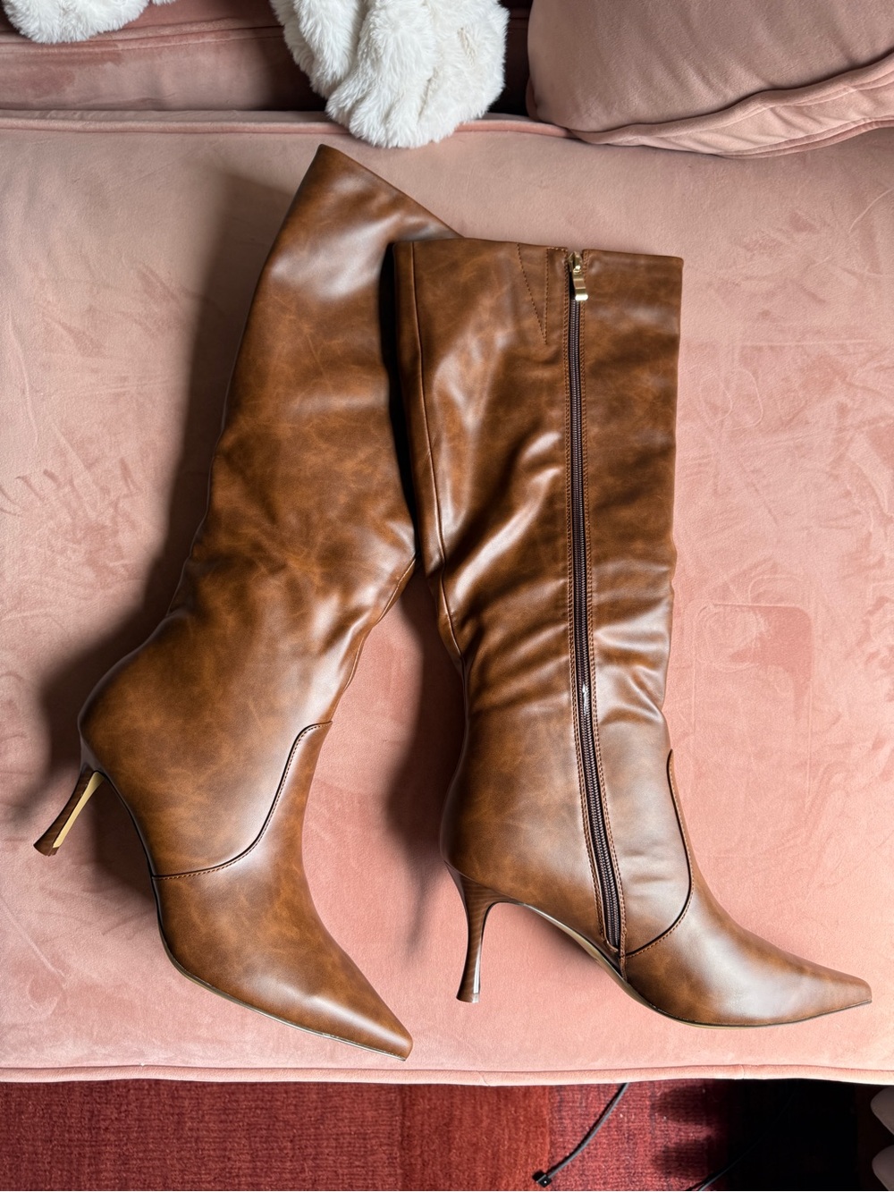 Classic Brown Knee-High Stiletto Boots - Women's